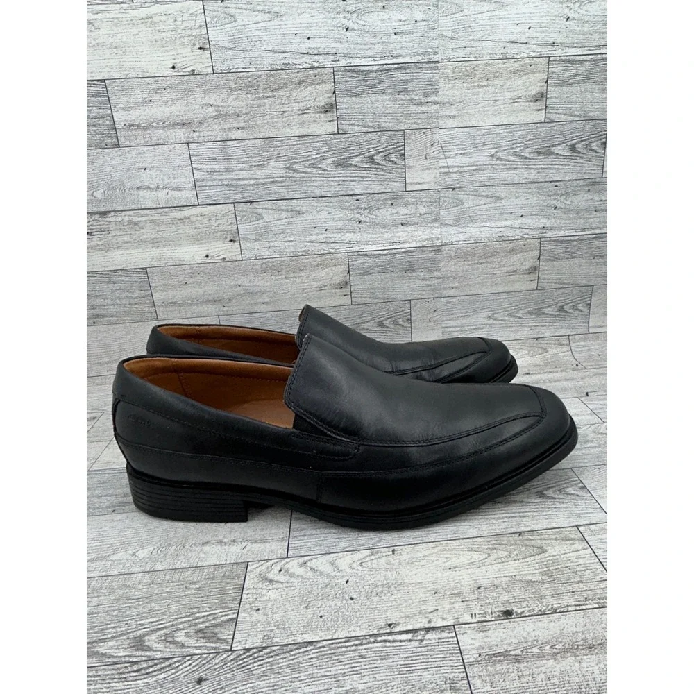 Clarks Whiddon Step Men Black Leather Loafers Dress Shoes Size 11W 261103128100